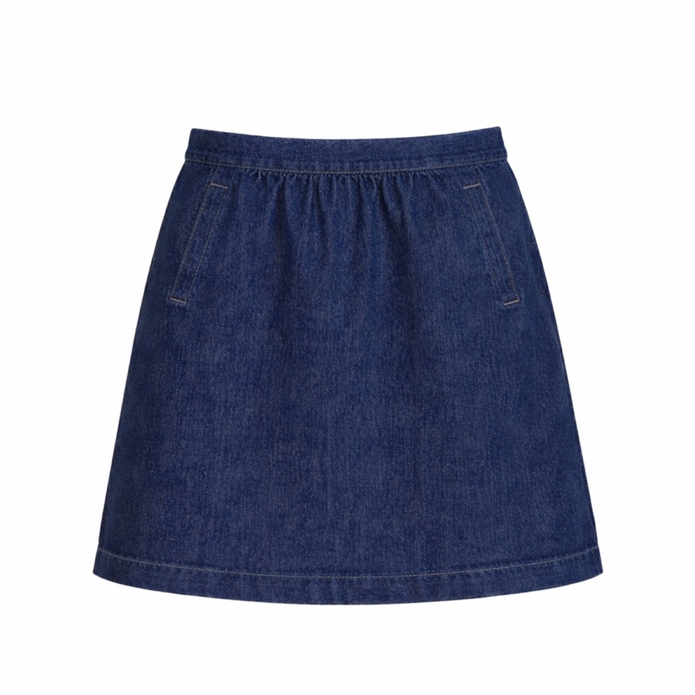 Boden Denim A-Line Mini Skirt Blue Cotton Size 8 - Picture 2 of 6